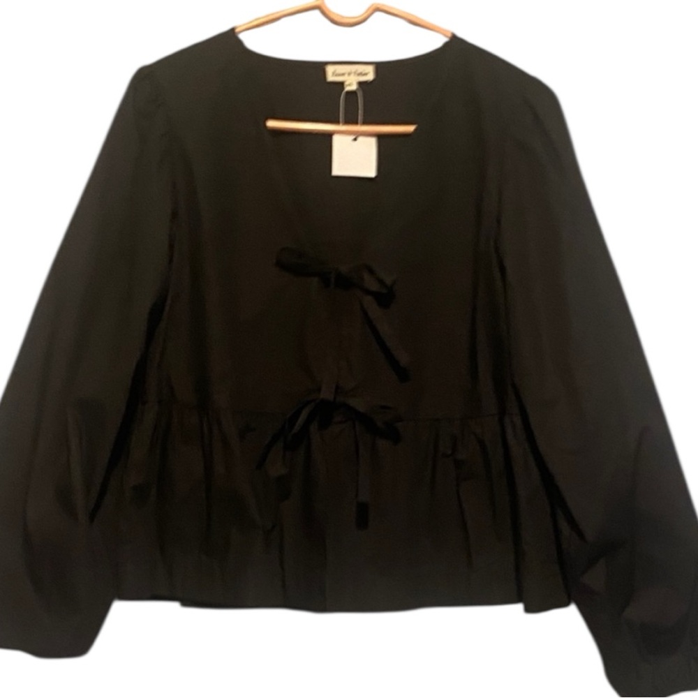 Chic Black Women's Blouse with Bow Accents